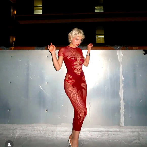 POSTER GIRL Red Mesh Maxi Dress NEVER WORN - Picture 1 of 7
